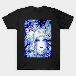 BEAUTIFUL BLUE ART DECO FLORAL FLAPPER COLLAGE ART POSTER PRINT T-Shirt